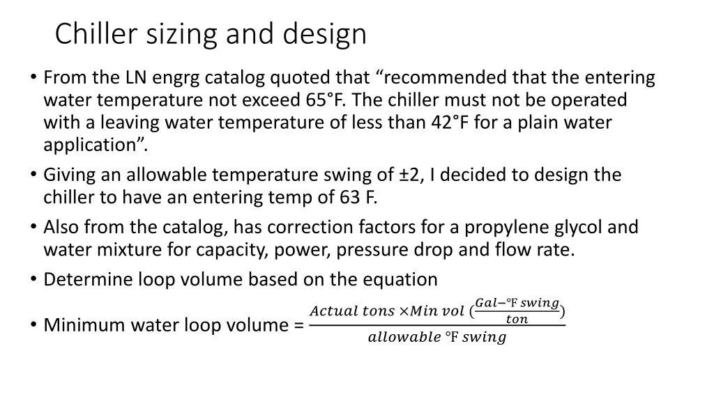 chiller sizing and design