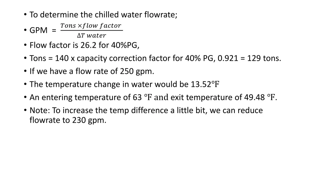 to determine the chilled water flowrate gpm flow