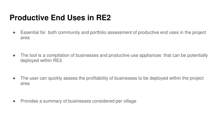 productive end uses in re2