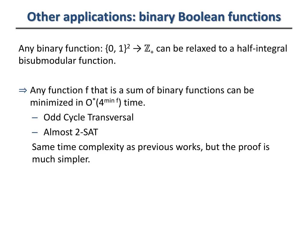 other applications binary boolean functions