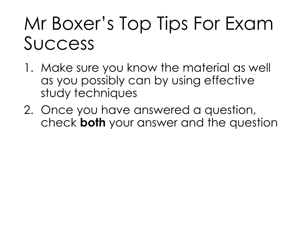 mr boxer s top tips for exam success