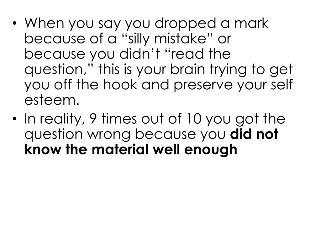 when you say you dropped a mark because