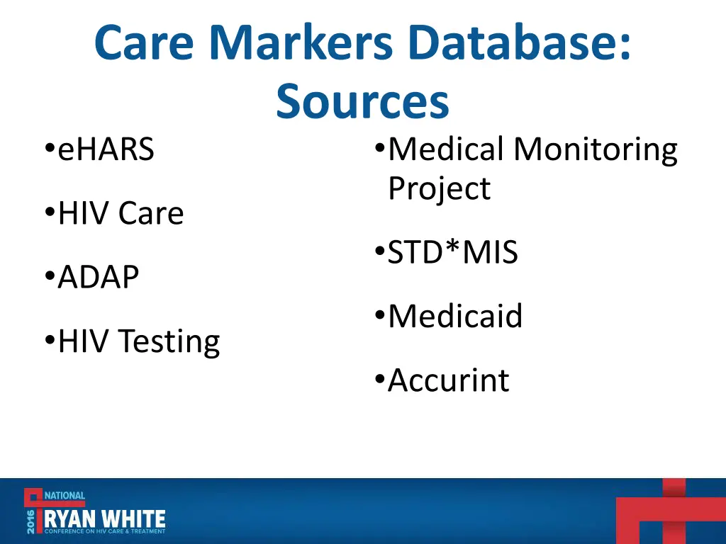 care markers database sources ehars