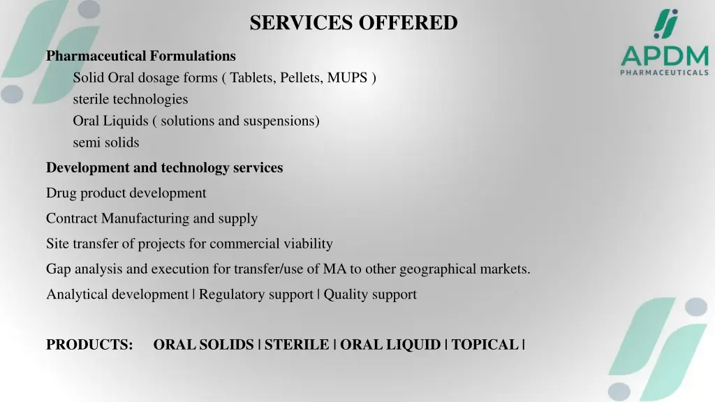 services offered
