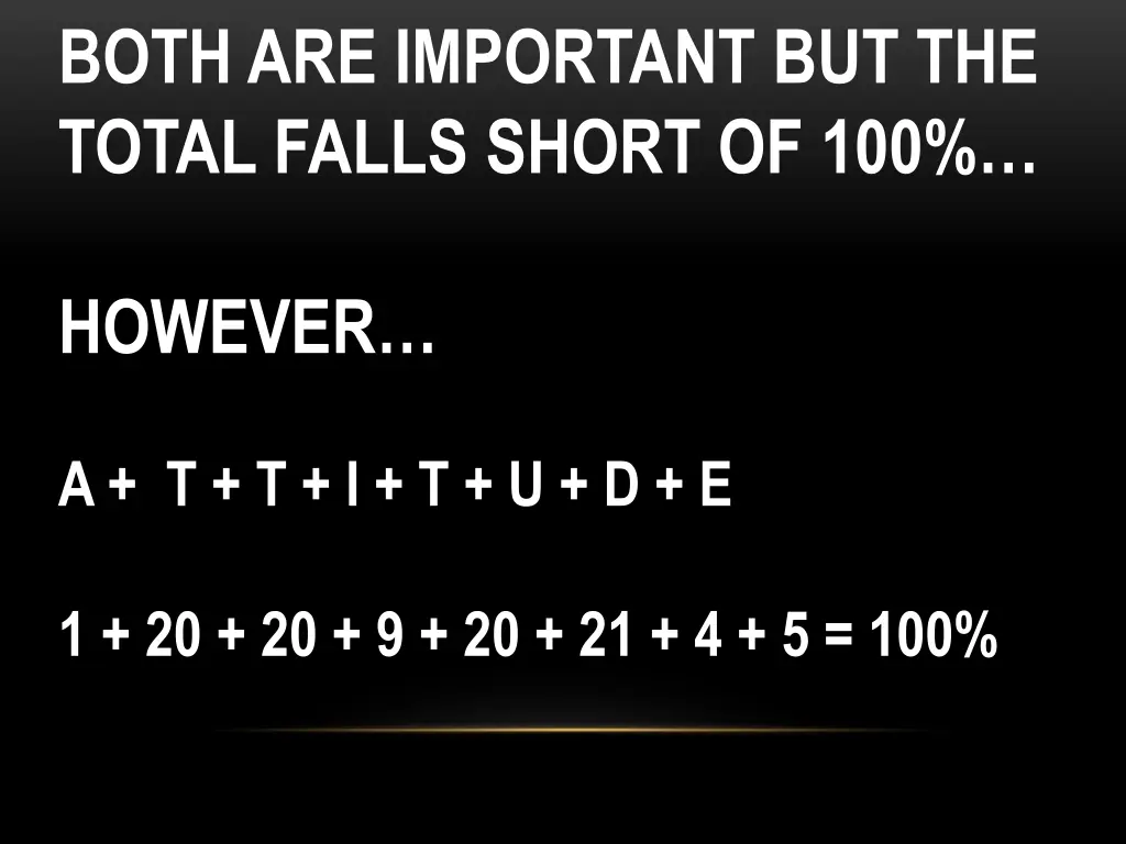 both are important but the total falls short