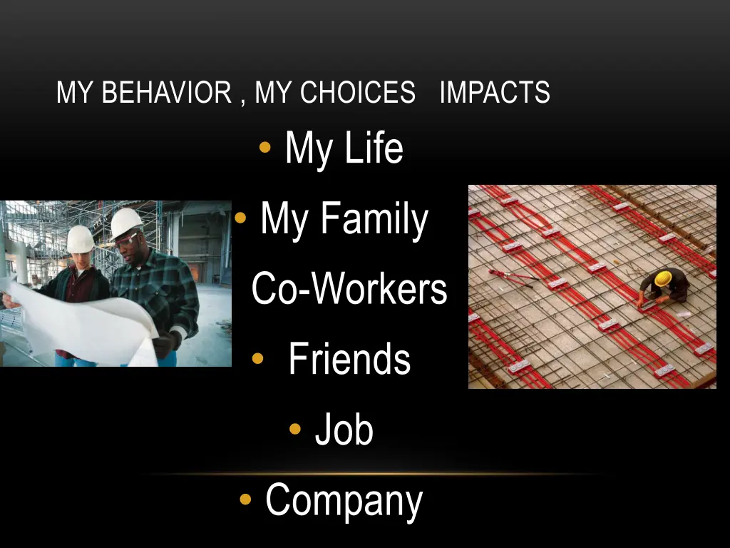 my behavior my choices impacts my life my family