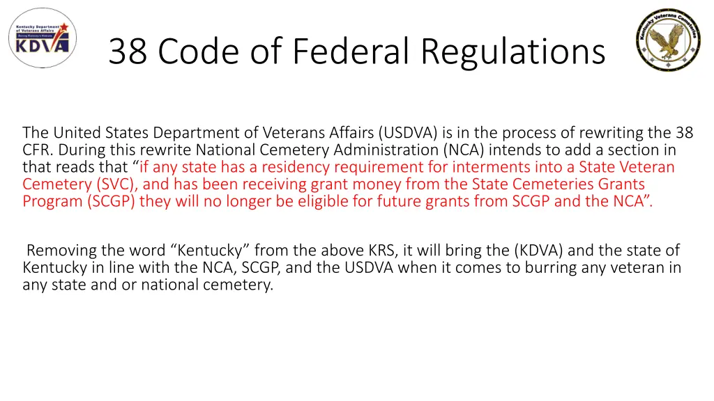 38 code of federal regulations