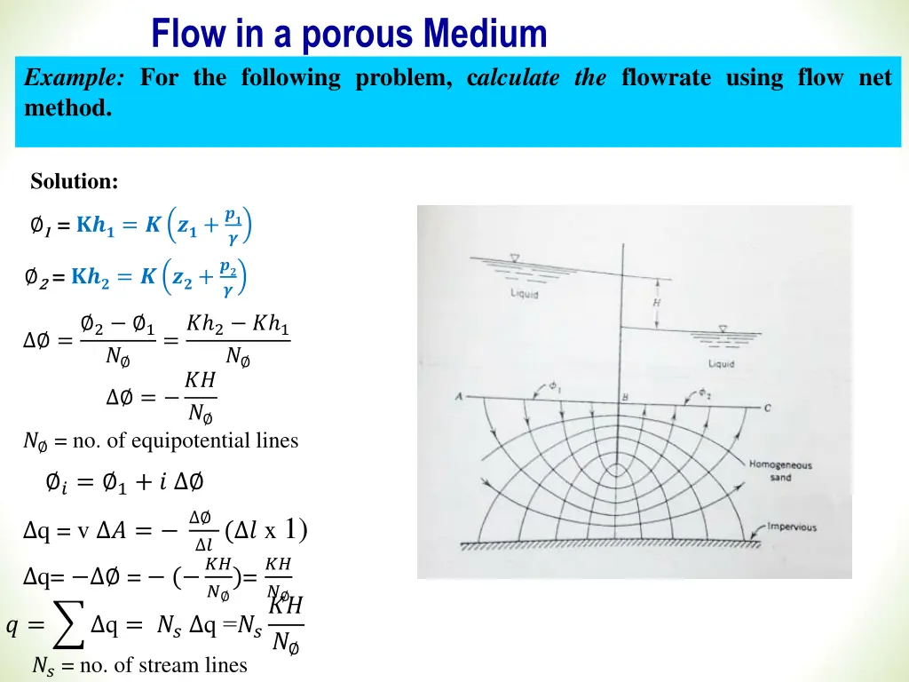 flow in a porous medium example for the following