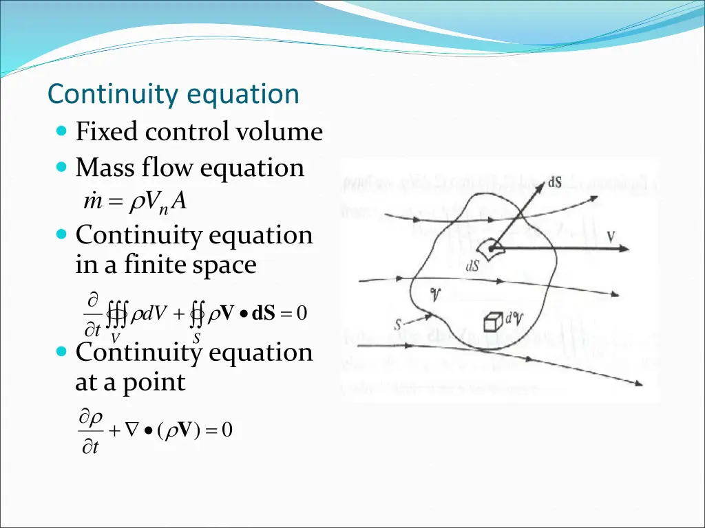 continuity equation fixed control volume mass