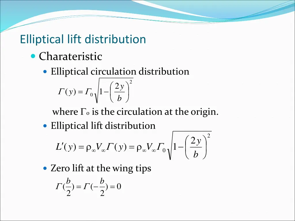 elliptical lift distribution charateristic
