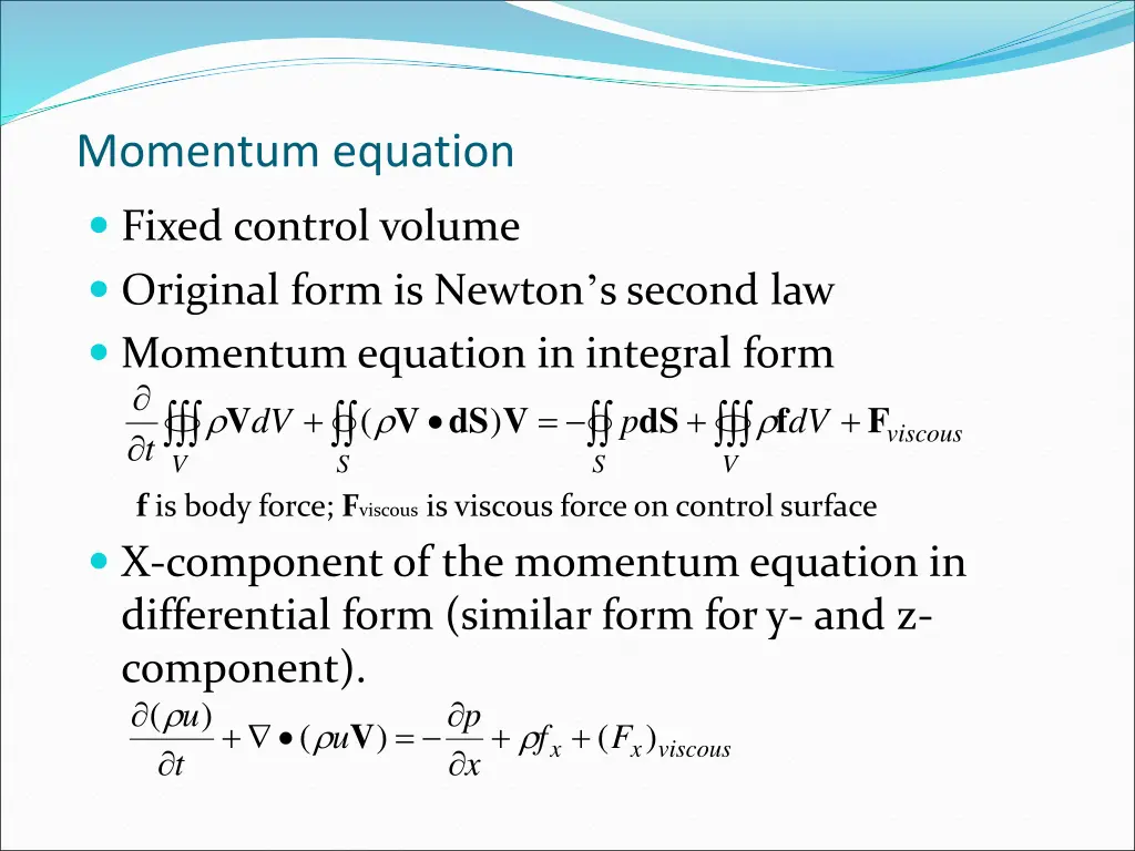 momentum equation