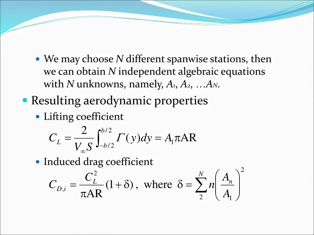 we may choose n different spanwise stations then