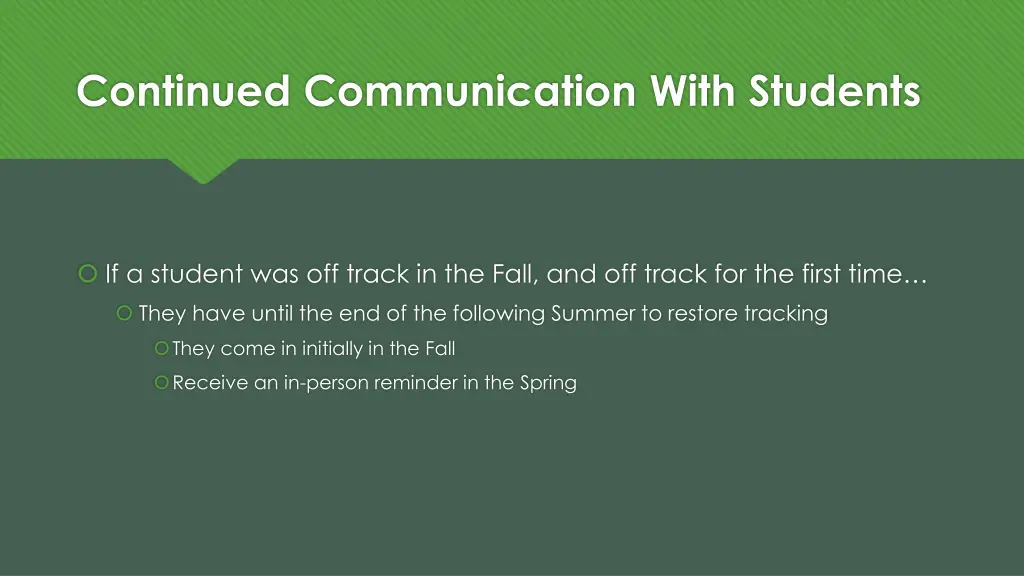 continued communication with students