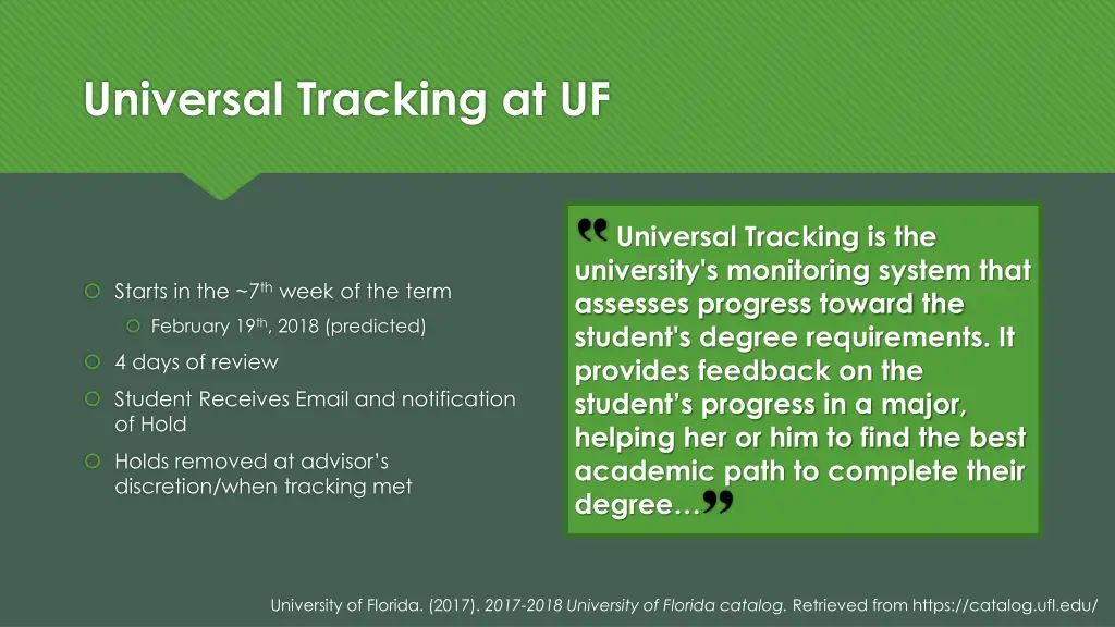 universal tracking at uf