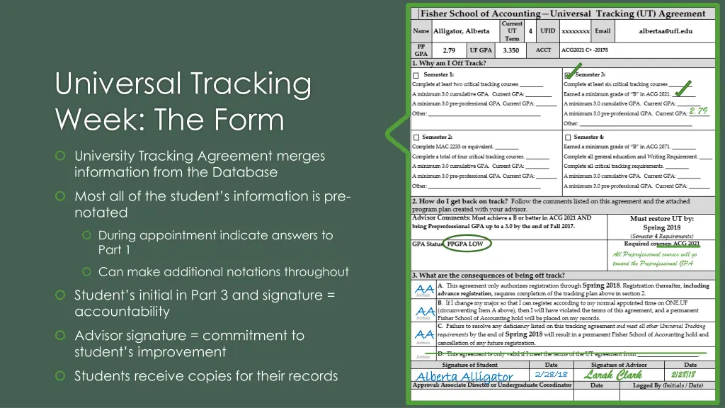 universal tracking week the form