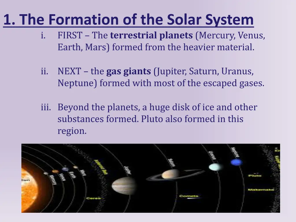 1 the formation of the solar system i first