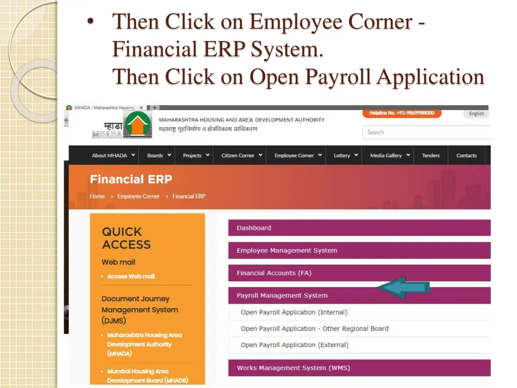 then click on employee corner financial