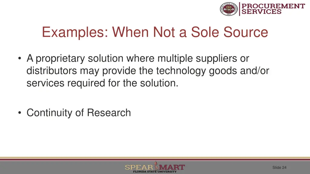 examples when not a sole source 1