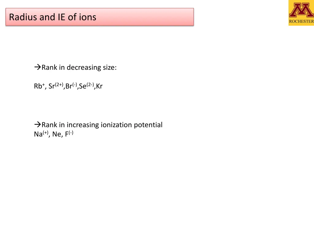 radius and ie of ions