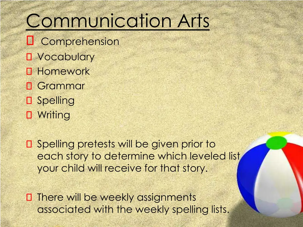 communication arts comprehension vocabulary
