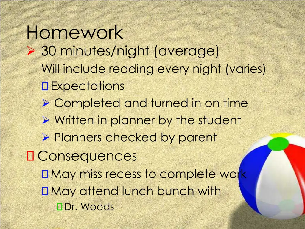 homework 30 minutes night average will include