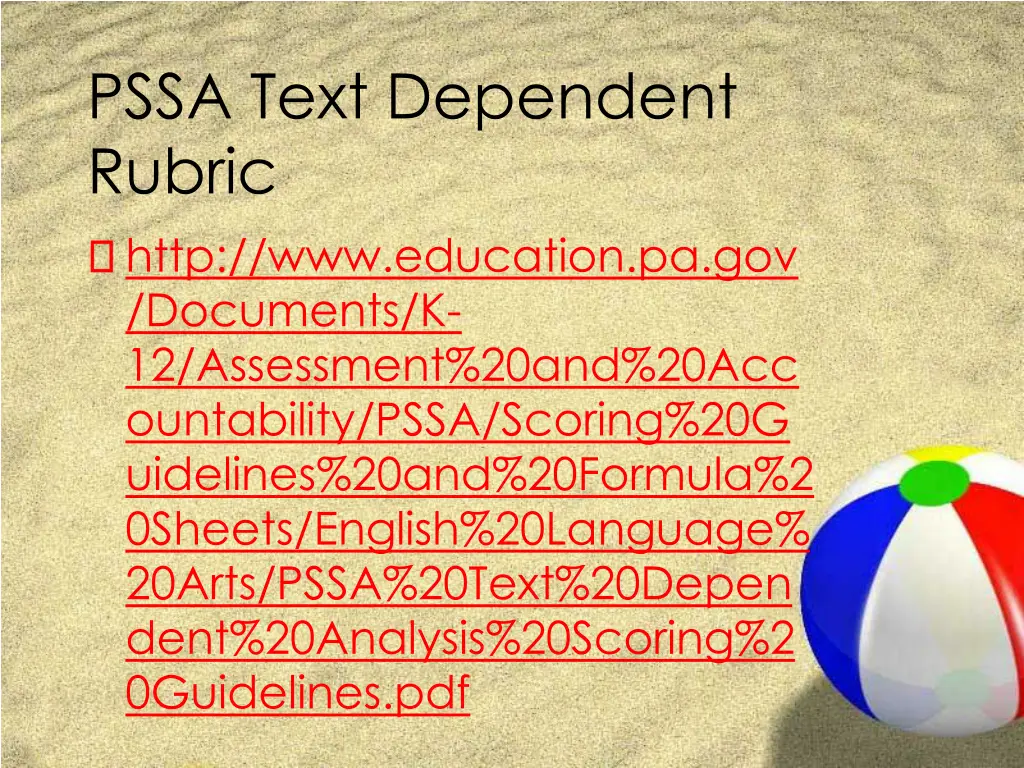 pssa text dependent rubric http www education