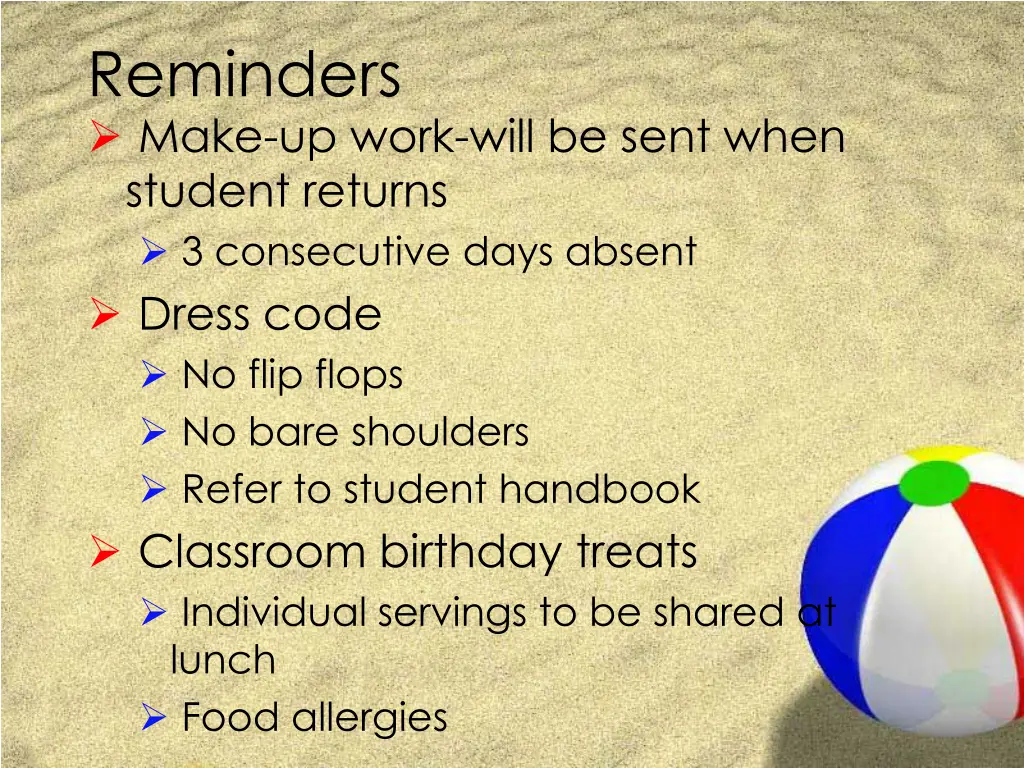 reminders make up work will be sent when student
