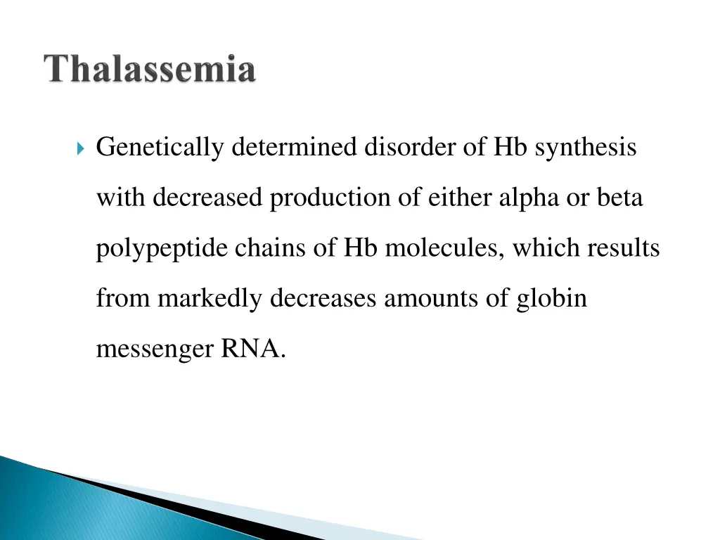 genetically determined disorder of hb synthesis