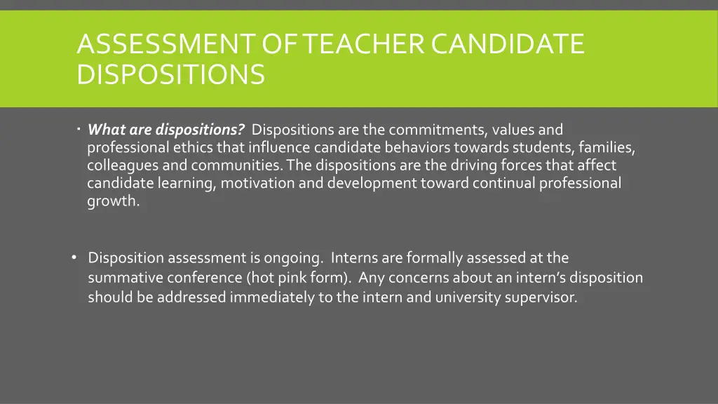 assessment of teacher candidate dispositions