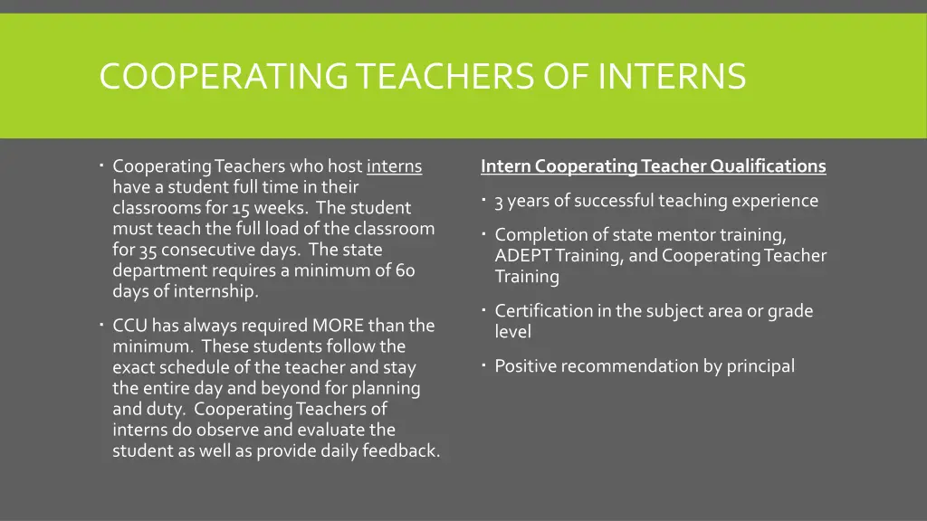 cooperating teachers of interns