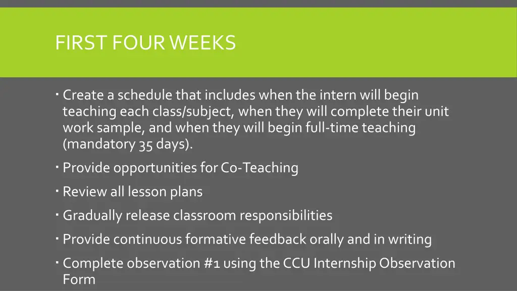 first four weeks