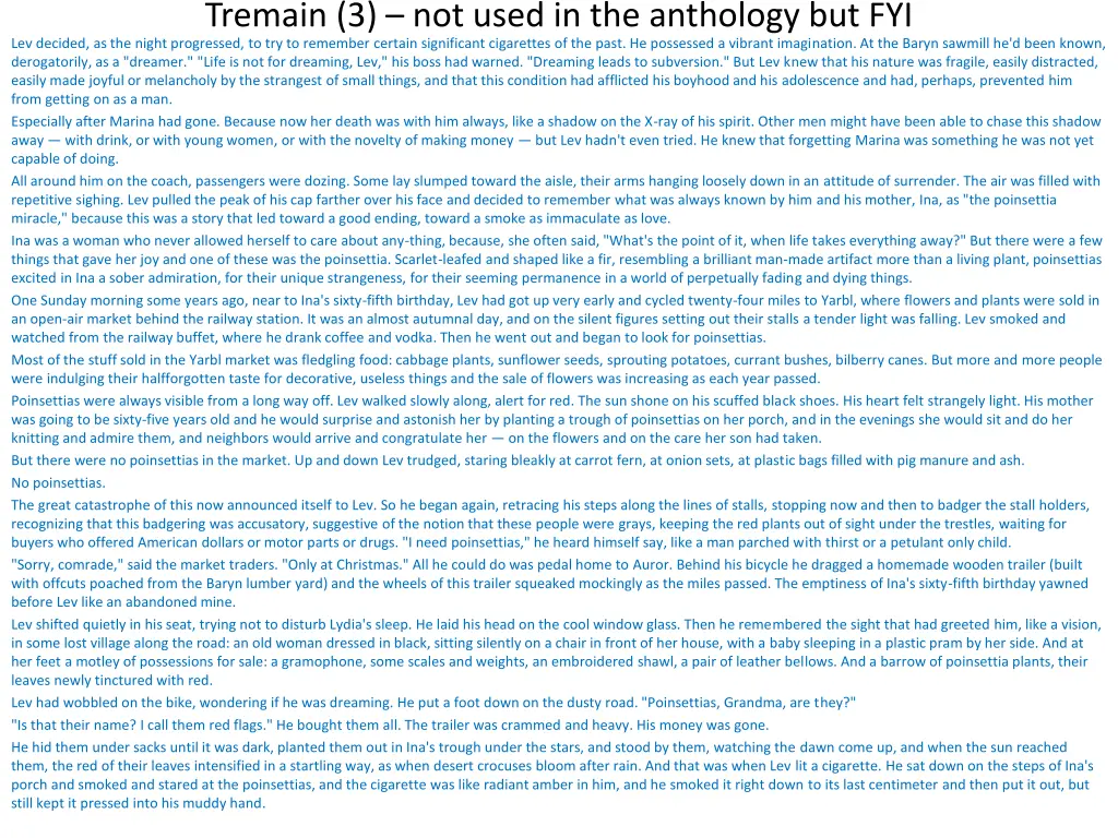 tremain 3 not used in the anthology