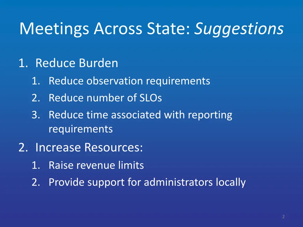 meetings across state suggestions