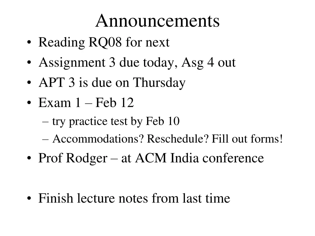 announcements