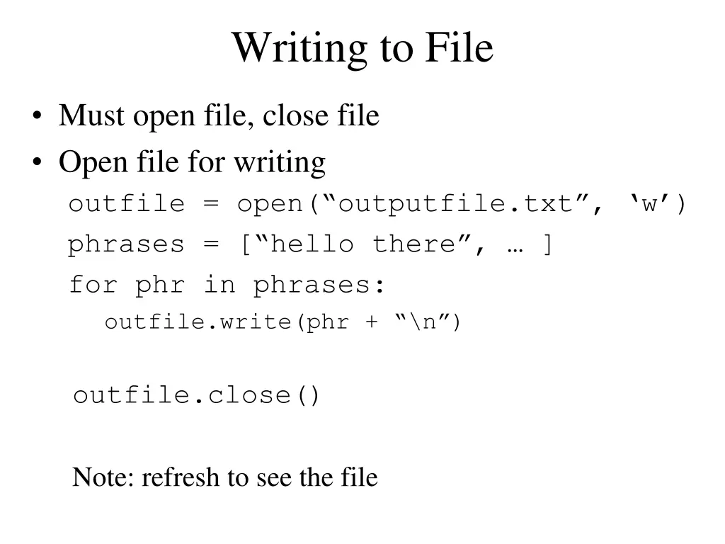 writing to file