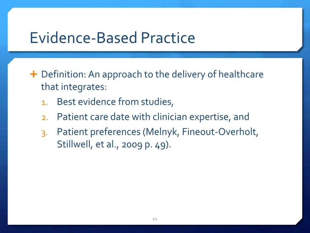 evidence based practice