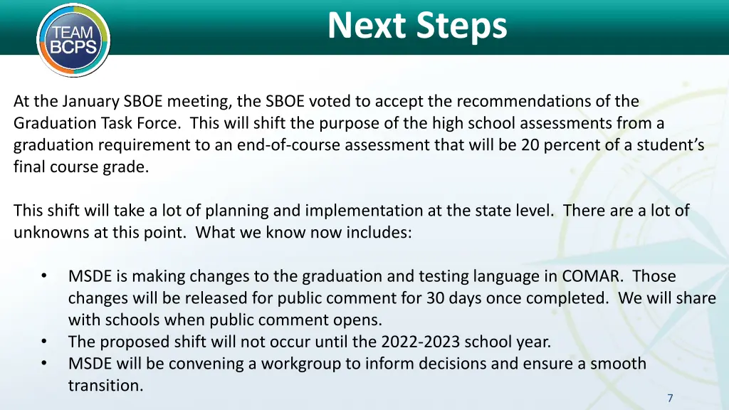 next steps