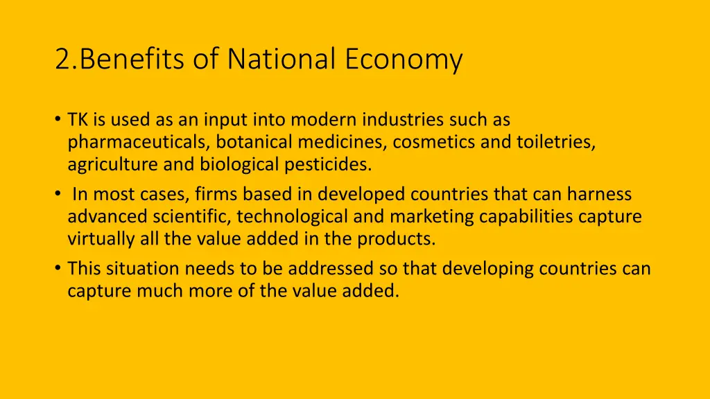 2 benefits of national economy
