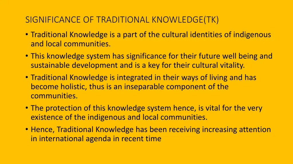 significance of traditional knowledge tk