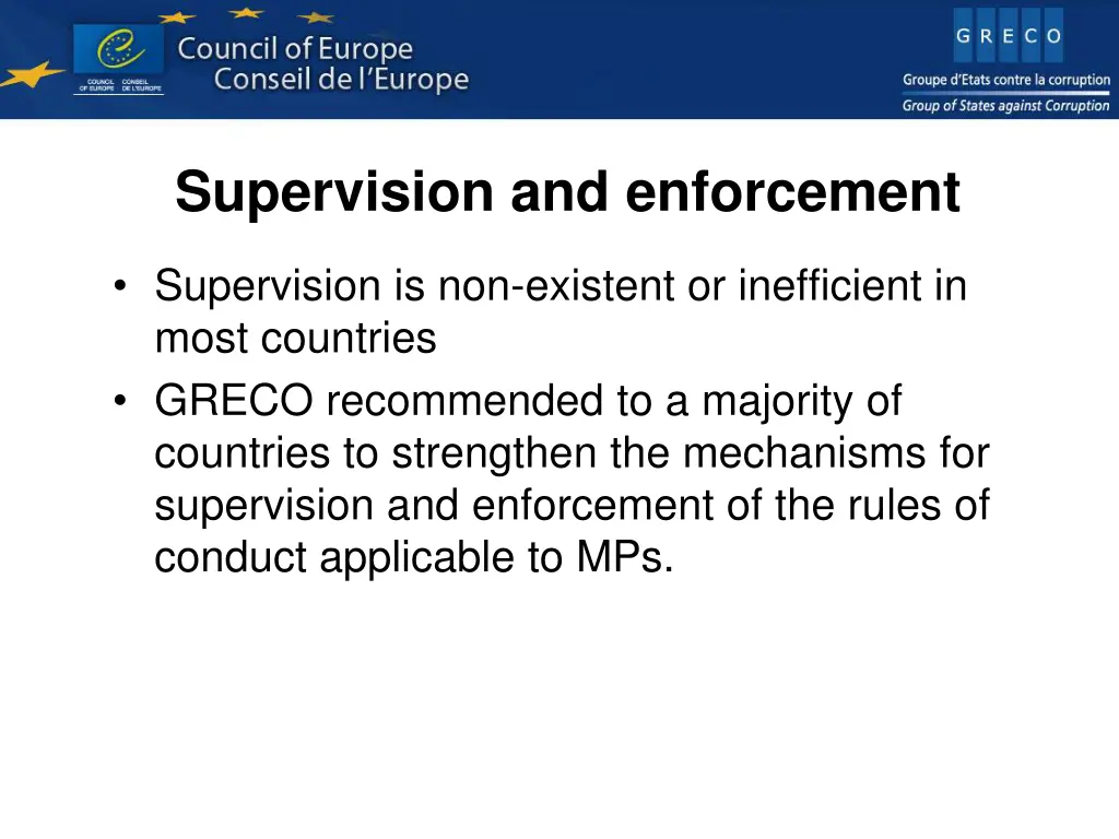 supervision and enforcement