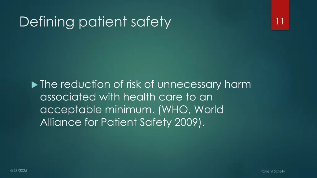 defining patient safety
