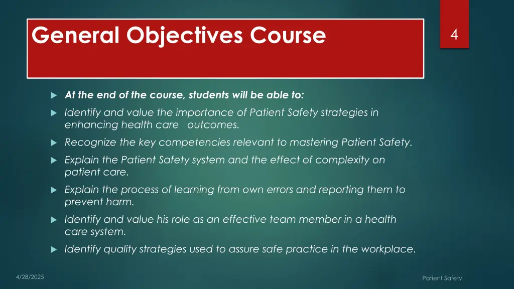 general objectives course