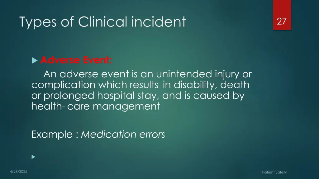 types of clinical incident 1
