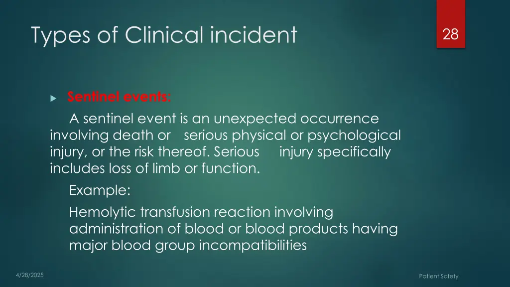 types of clinical incident 2