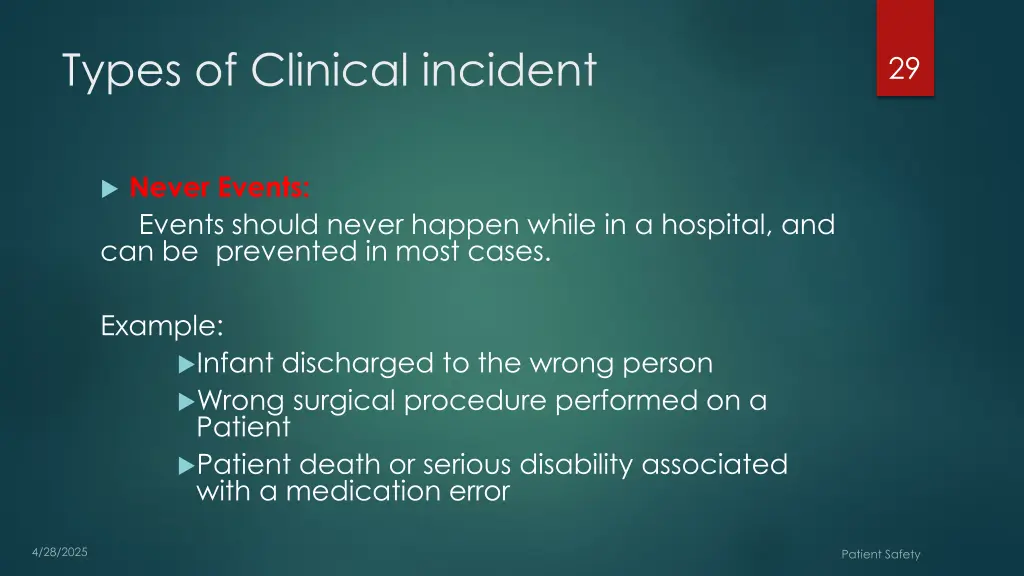 types of clinical incident 3