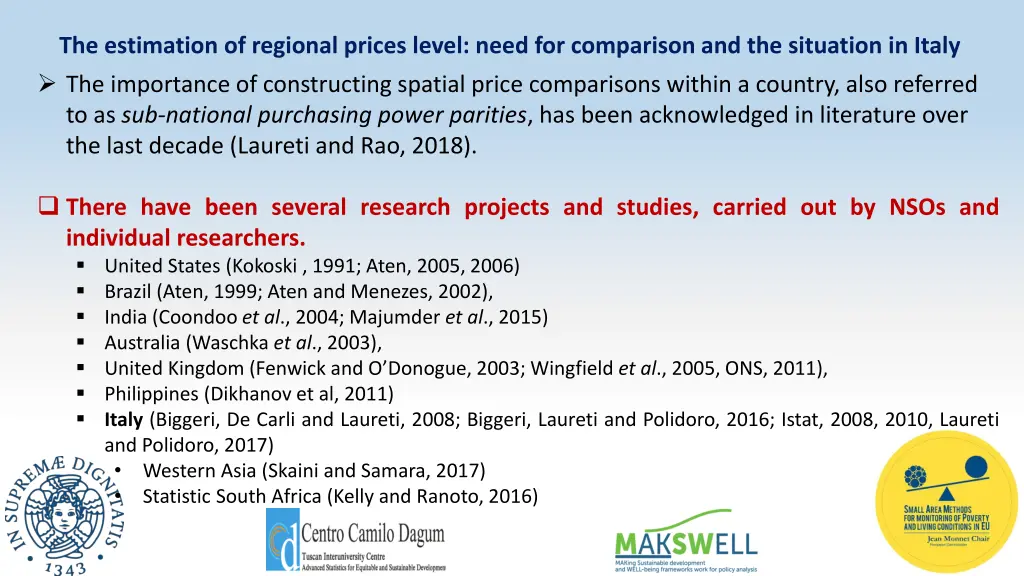 the estimation of regional prices level need 1