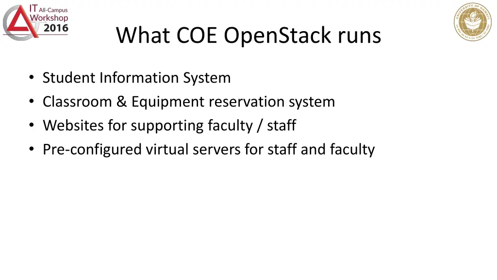 what coe openstack runs 1
