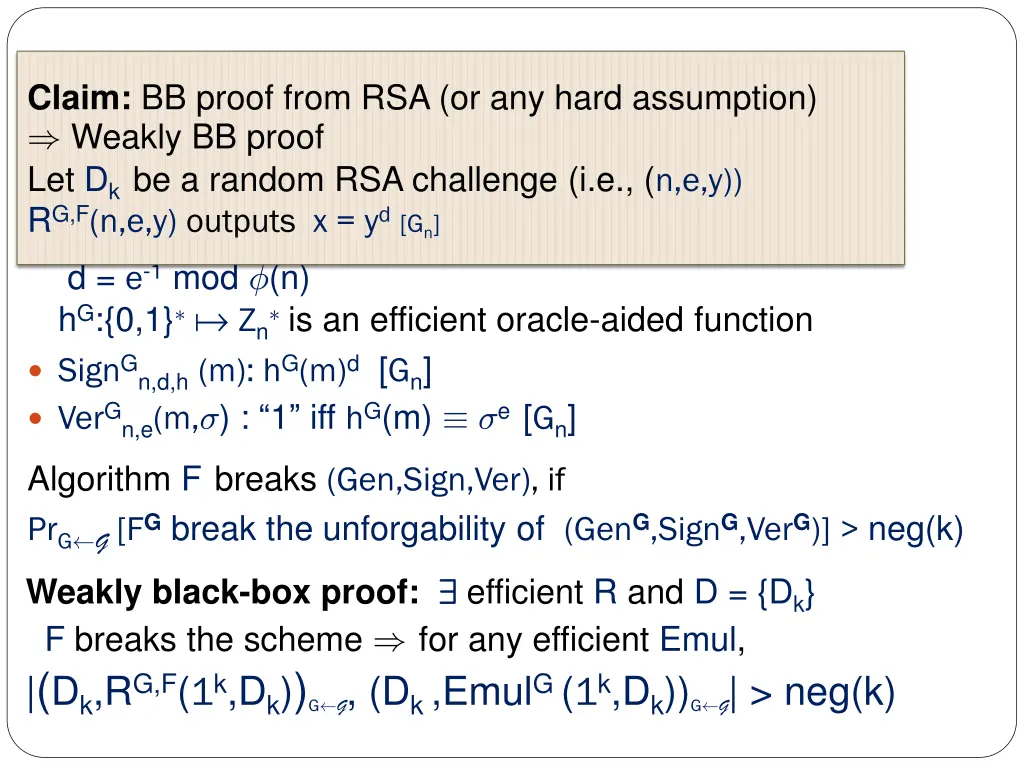 claim bb proof from rsa or any hard assumption