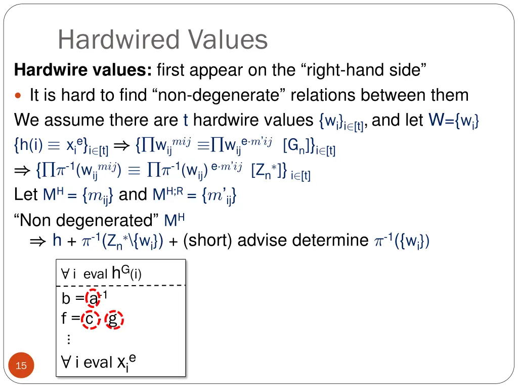 hardwired values hardwire values first appear