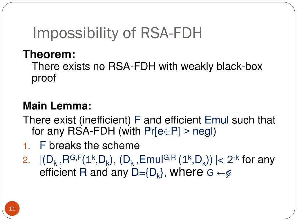 impossibility of rsa fdh theorem there exists